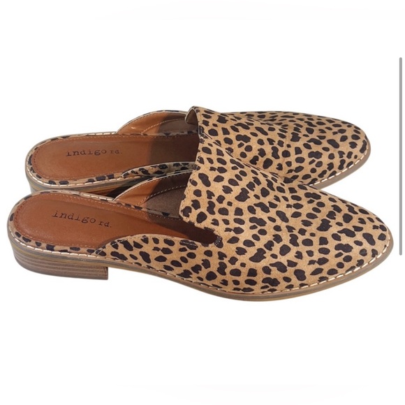 Indigo Women's Leopard Print Mules - Picture 1 of 8